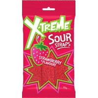 X-TREME Sour Straps Strawberry Flavour 160g PAST BBD 